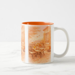 Caneca De Café Em Dois Tons Murmurios de Sage Selva Marinha Vintage