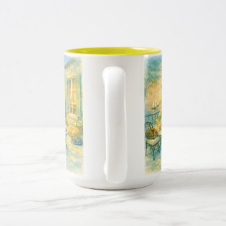 Caneca De Café Em Dois Tons Murmurios de Sage  Vida Marinha Antiga