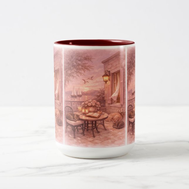 Caneca De Café Em Dois Tons Murmurios de Sage  Vida Marinha Antiga (Centro)