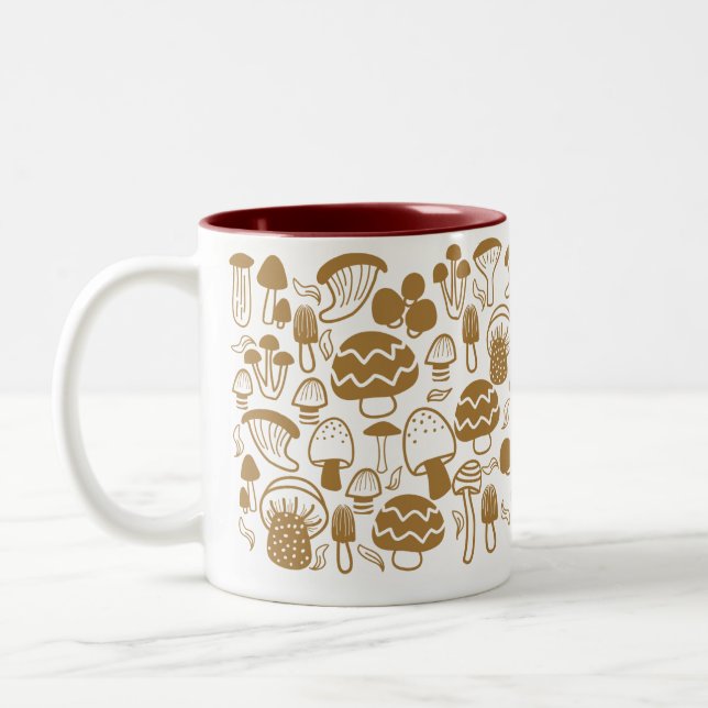 Caneca De Café Em Dois Tons Mushroom Brown White Mug (Esquerda)