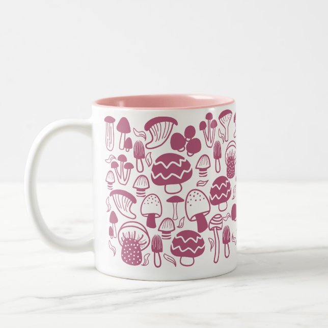 Caneca De Café Em Dois Tons Mushroom Cherry White Mug (Esquerda)