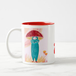 CANECA DE CAFÉ EM DOIS TONS MUSHROOM MUG HANDPAINTED