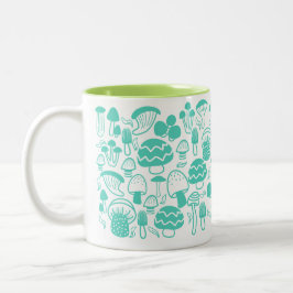 Caneca De Café Em Dois Tons Mushroom Teal White Mug