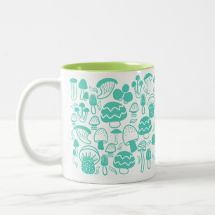 Caneca De Café Em Dois Tons Mushroom Teal White Mug