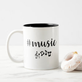 Caneca De Café Em Dois Tons Music Hashtag Mug
