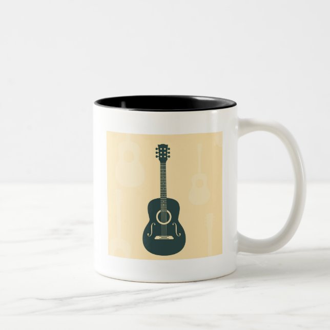 Caneca De Café Em Dois Tons Música acústica de guitarra retrógrada (Direita)