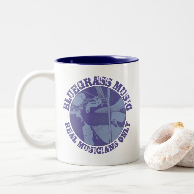 Caneca De Café Em Dois Tons Música Bluegrass Músicos reais apenas jogadores az (Com Donut)