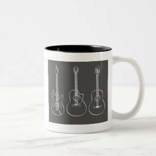 Caneca De Café Em Dois Tons Música de trio de guitarra retro grunge