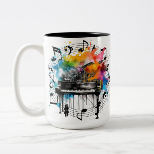Caneca De Café Em Dois Tons Música gráfica