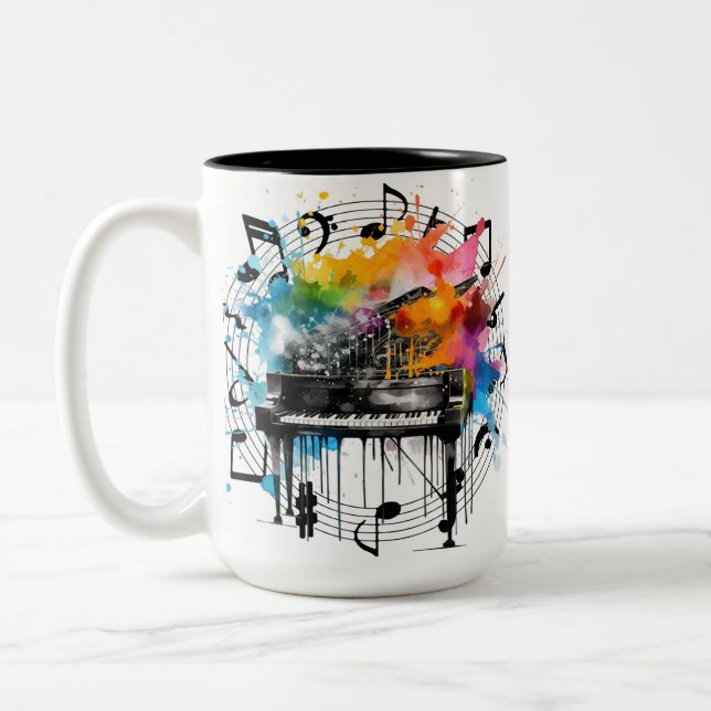 Caneca De Café Em Dois Tons Música gráfica (Esquerda)