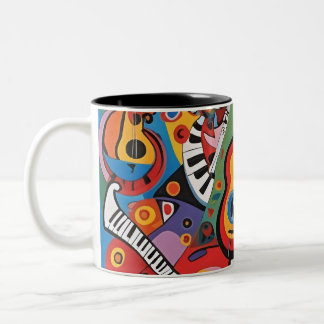 Caneca De Café Em Dois Tons musical de pop art 001