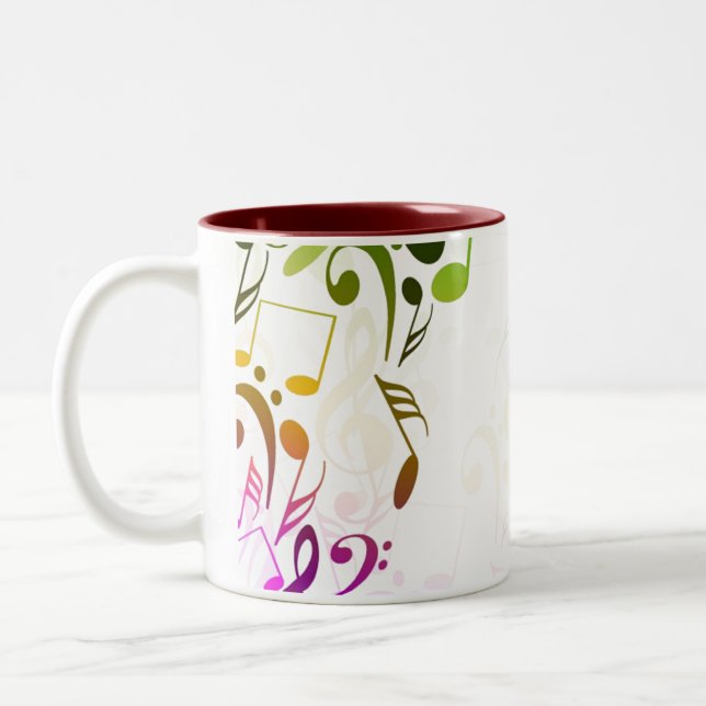 Caneca De Café Em Dois Tons Musical Notes Mug (Esquerda)