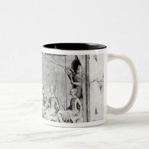 Caneca De Café Em Dois Tons Músicos divertidos em um banquete
