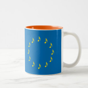 Caneca De Café Em Dois Tons Músicos para a bandeira semiquaver da UE
