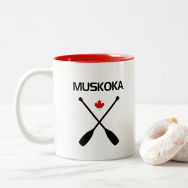 Caneca De Café Em Dois Tons Muskoka Canadá Remo Cruzado Remos Folha de Bordo