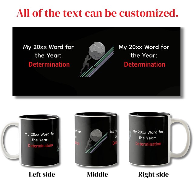 Caneca De Café Em Dois Tons My 20xx Word Of The Year: Determination (Word of Year Determination Sisyphus Mug)