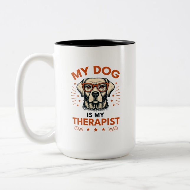 Caneca De Café Em Dois Tons My dog is my therapist (Esquerda)