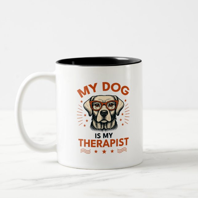 Caneca De Café Em Dois Tons My dog is my therapist (Esquerda)