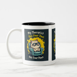 Caneca De Café Em Dois Tons My Therapist Has Four Paws Funny Cat Lover Coffee 