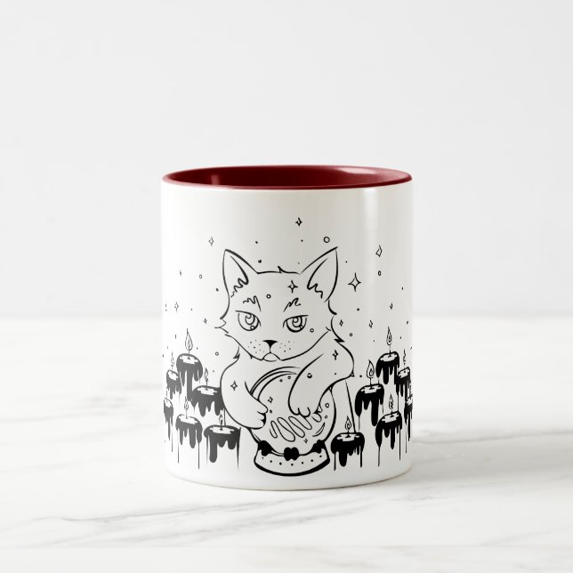 Caneca De Café Em Dois Tons Mystic Gatinho Mug (Centro)