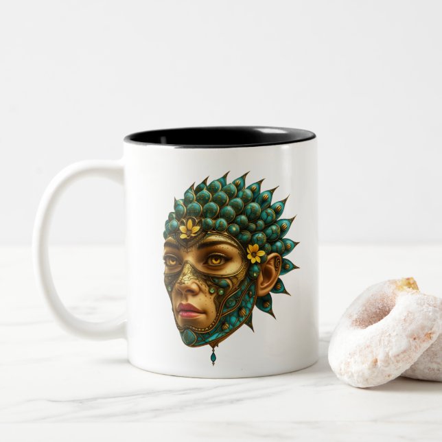 Caneca De Café Em Dois Tons Mystical Guardian Vision - Fantasy Graphic Art (Com Donut)