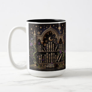 Caneca De Café Em Dois Tons Mystical Library Mug, Floral Design Coffee Cup,