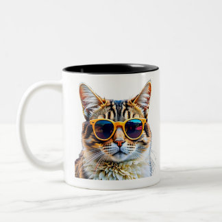 Caneca De Café Em Dois Tons Na moda Cat Mug