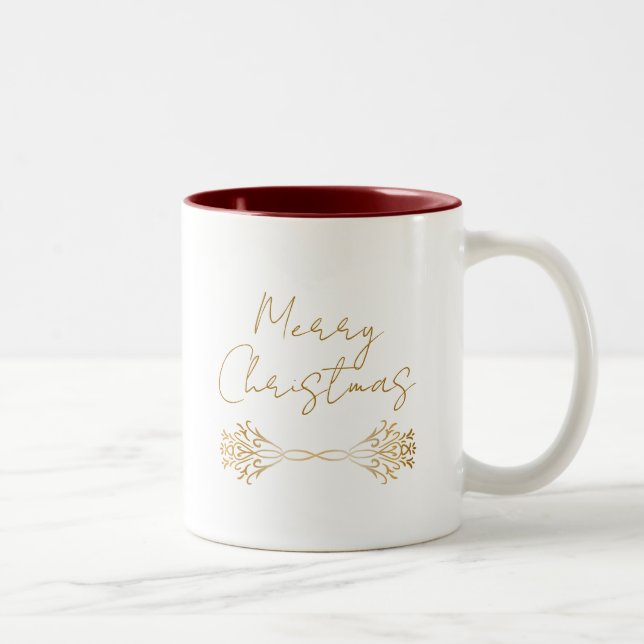 Caneca De Café Em Dois Tons Na moda Personalizado Nome Original Feliz Natal (Direita)