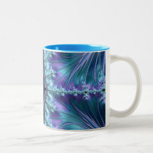 Caneca De Café Em Dois Tons Na moda Swirl Flourar Fractal Abstrato Aqua Art