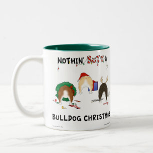 Caneca De Café Em Dois Tons Nada termina um Natal do buldogue