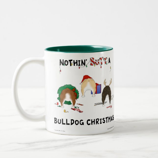 Caneca De Café Em Dois Tons Nada termina um Natal do buldogue (Esquerda)