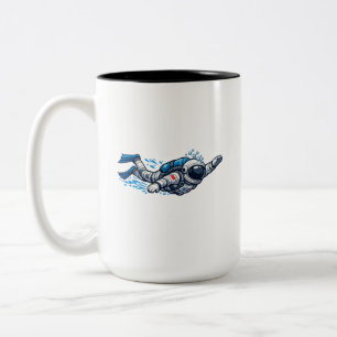 Caneca De Café Em Dois Tons Nadador Astronauta