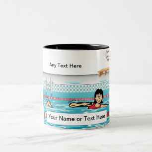 Caneca De Café Em Dois Tons Nadador Personalizado - Cartoon feminino