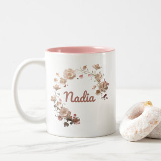 Caneca De Café Em Dois Tons Nadia Floral Mug