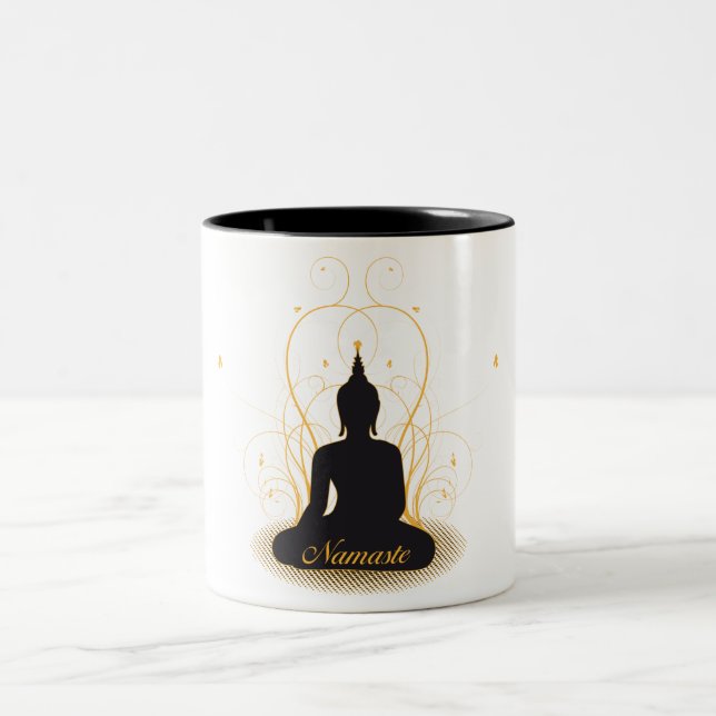 Caneca De Café Em Dois Tons Namaste elegante Buddha (Centro)