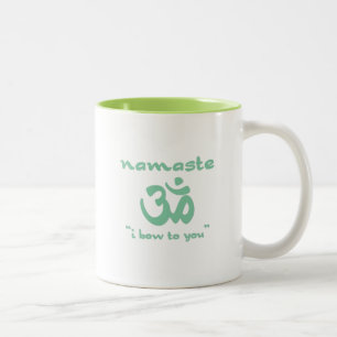Caneca De Café Em Dois Tons Namaste - Eu arco a você (em verde)