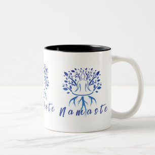 Caneca De Café Em Dois Tons Namaste Mug - Design de Yoga minimalista pacífica