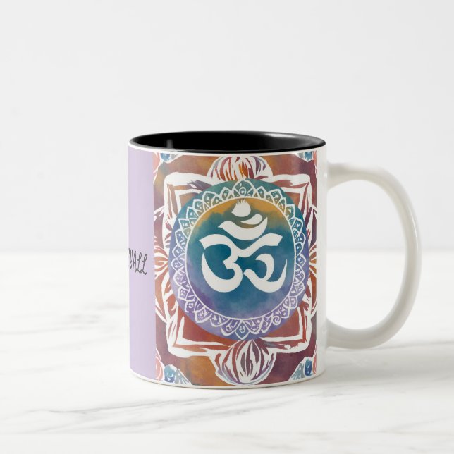 CANECA DE CAFÉ EM DOIS TONS NAMASTE Y'ALL OHM RETRO VIBES (Direita)