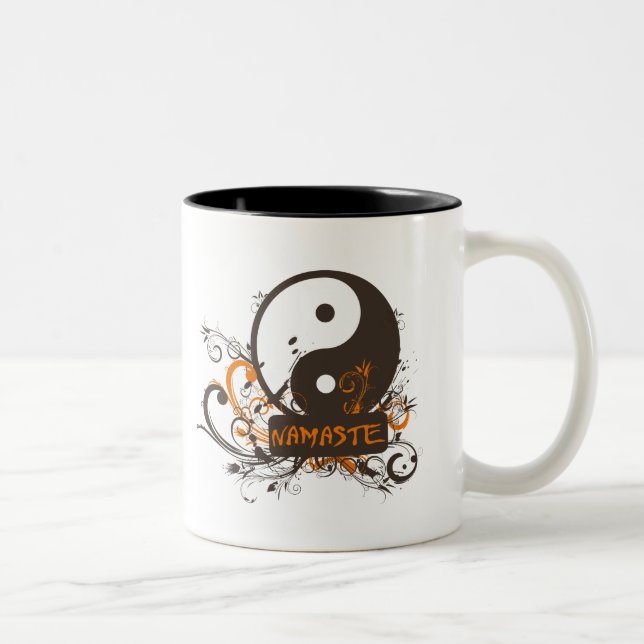 Caneca De Café Em Dois Tons Namaste Yin Yang (Direita)