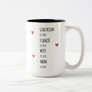 Caneca De Café Em Dois Tons Namorada Noiva Esposa Mãe Datas Personalizadas