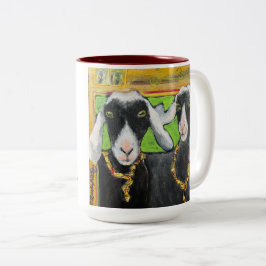 Caneca De Café Em Dois Tons Namoradas Goat Mug - cabras engraçadas com cada co