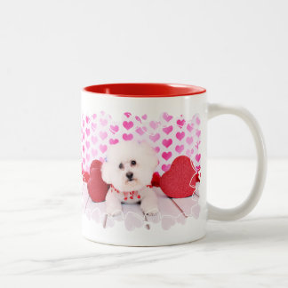 Caneca De Café Em Dois Tons Namorados - Bichon Frise - Lilly