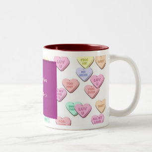 Caneca De Café Em Dois Tons Namorados Candy Hearts Pattern Photo Mug