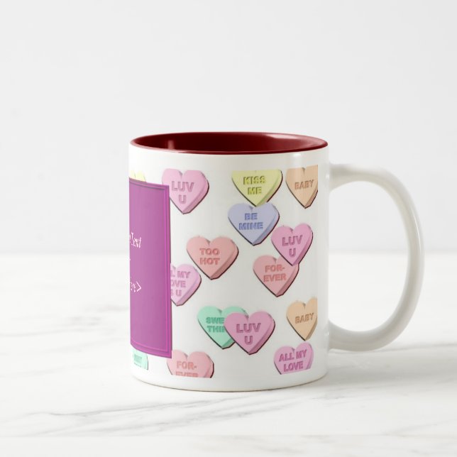 Caneca De Café Em Dois Tons Namorados Candy Hearts Pattern Photo Mug (Direita)
