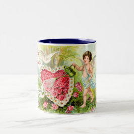 Caneca De Café Em Dois Tons Namorados Cupido - Canhão Rosa