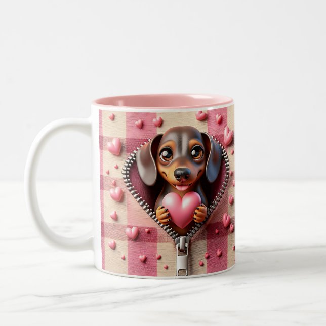 Caneca De Café Em Dois Tons Namorados Dachshund Mug (Esquerda)