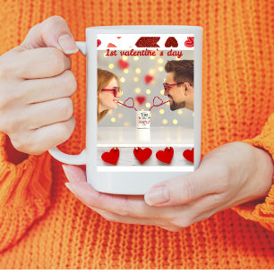 CANECA DE CAFÉ EM DOIS TONS NAMORADOS DE FOTO BRANCO VERMELHO