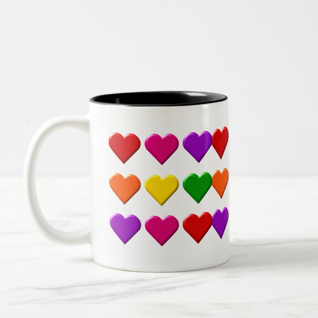 Caneca De Café Em Dois Tons Namorados Hearts Mug (Esquerda)