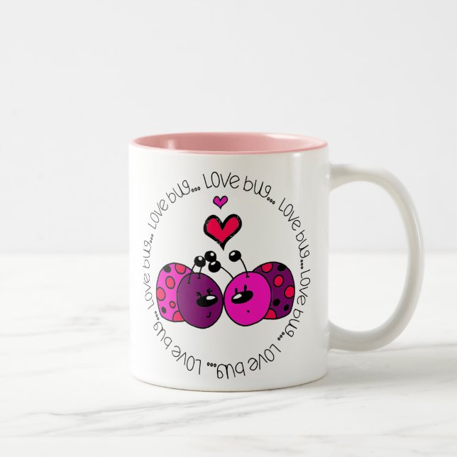 Caneca De Café Em Dois Tons Namorados Love Inseto (Direita)