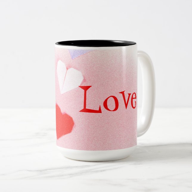 Caneca De Café Em Dois Tons Namorados Origami Heart Cup (Frente Esquerda)